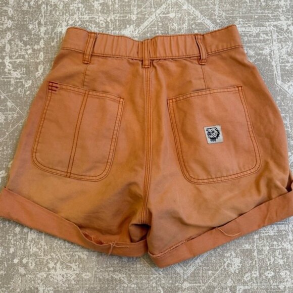 BDG Urban Outfitters Orange Denim High Waisted Cuffed Shorts Women's Size S P - Picture 1 of 6